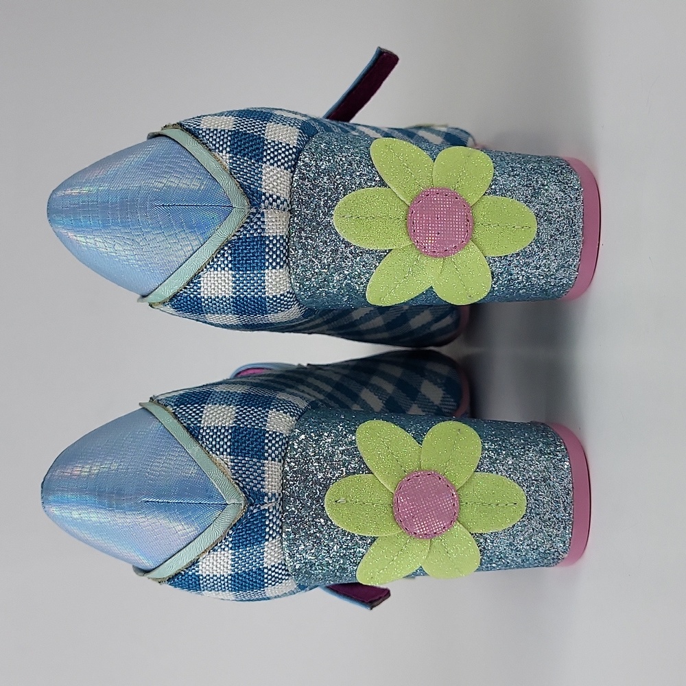 Irregular Choice Blue Gingham Floral Mary Jane Heels - Picture 7 of 15
